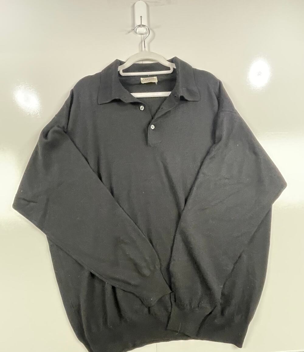 Gran Sasso Men’s Wool Cashmere Silk Polo Sweater Black Made Italy Men XL0026